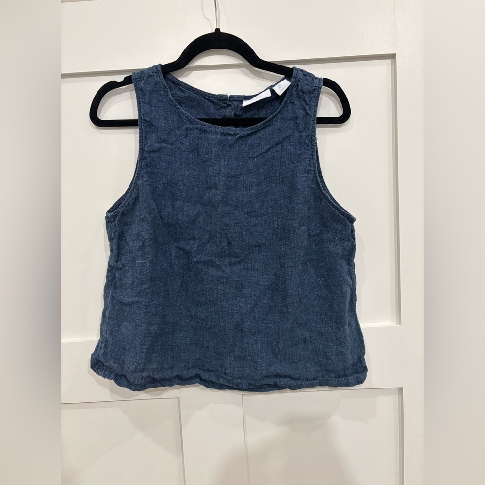 Martha Stewart Collection 100% Linen Blue Tank Top